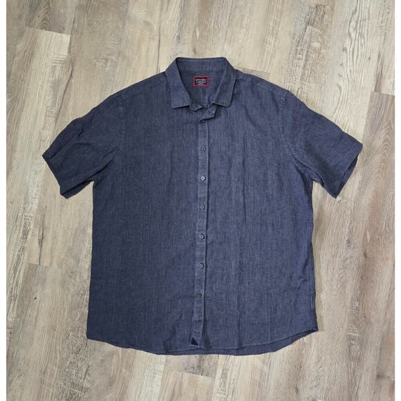 UNTUCKit Men's Button Down Shirt Linen 2XL Dark Blue Short Sleeve - Picture 1 of 13